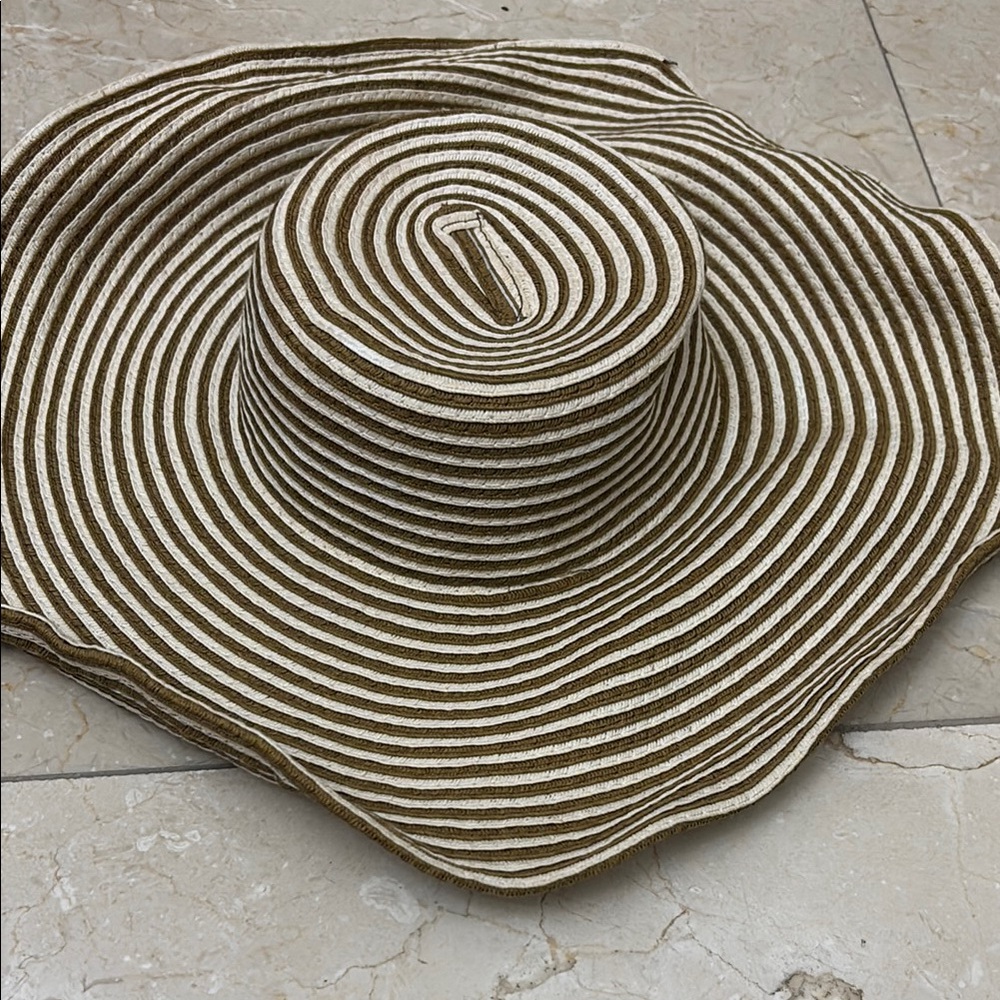 Elegant Brown and White Striped Women's Hat